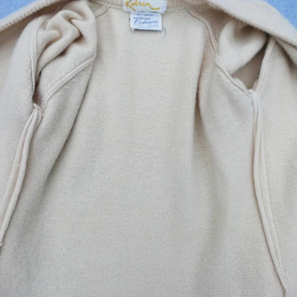 Cashmere Vintage USA 60s Jack Kobren Open Front Cardigan Belted Beige Pockets